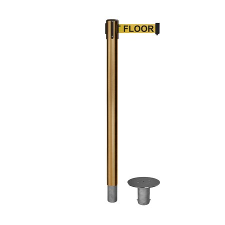 MONTOUR LINE Stanchion Belt Barrier Removable Base Sat.Brass Post 11ft.Y.Wet..Belt MX630R-SB-CAWETYB-110